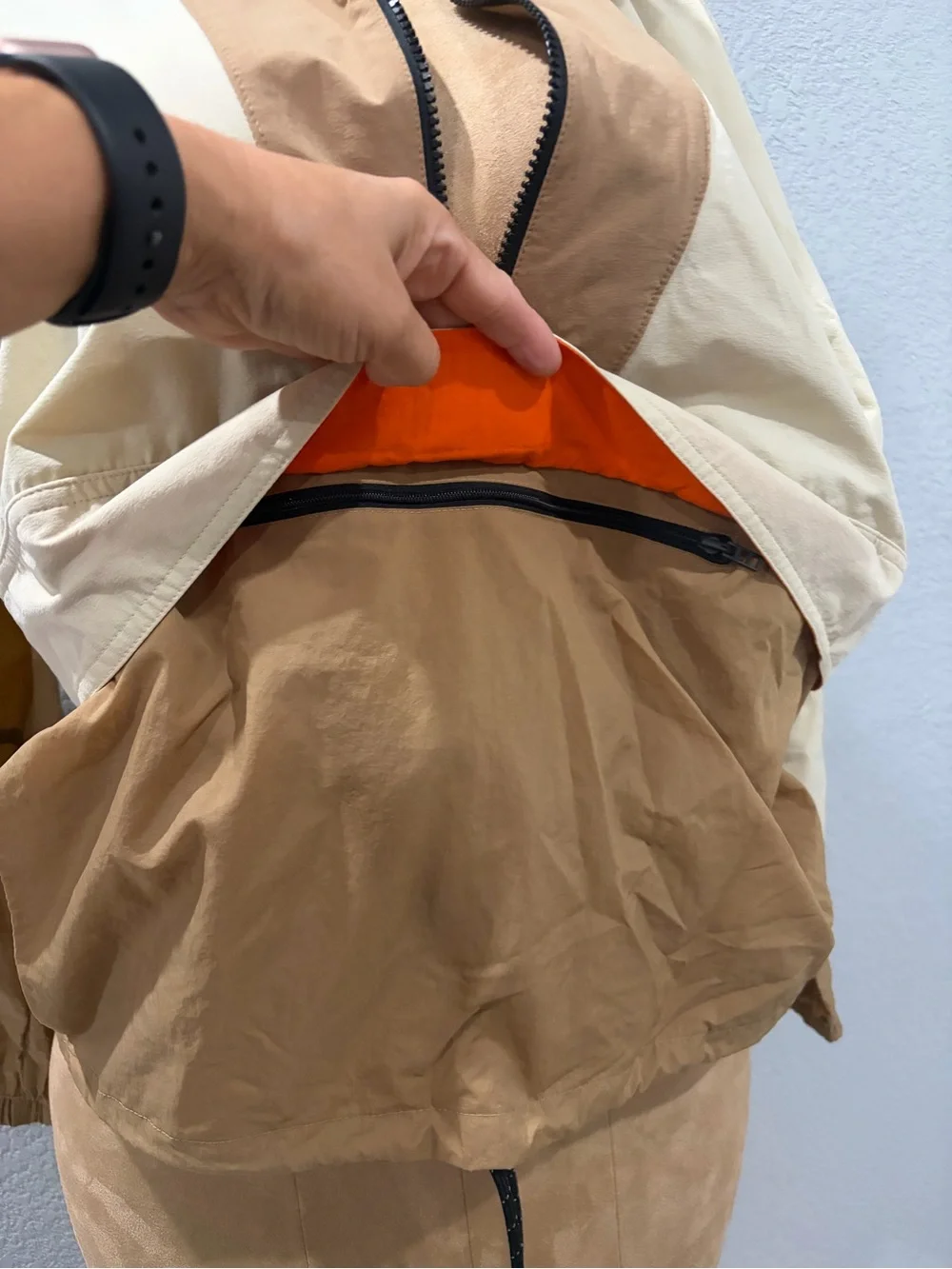 Woman Two-Tone Beige and Cream Utility Sling Bag